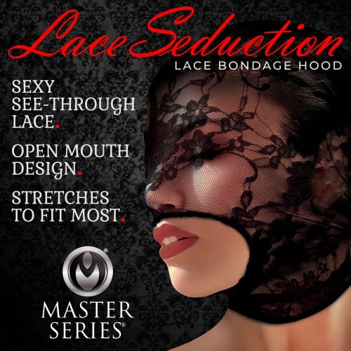 MASTER SERIES LACE SEDUCTION BONDAGE HOOD - XRAH033