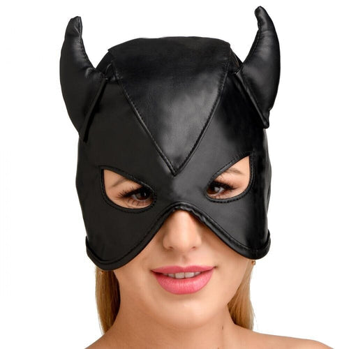 MASTER SERIES DUNGEON DEMON BONDAGE HOOD W/ HORNS - XRAH058