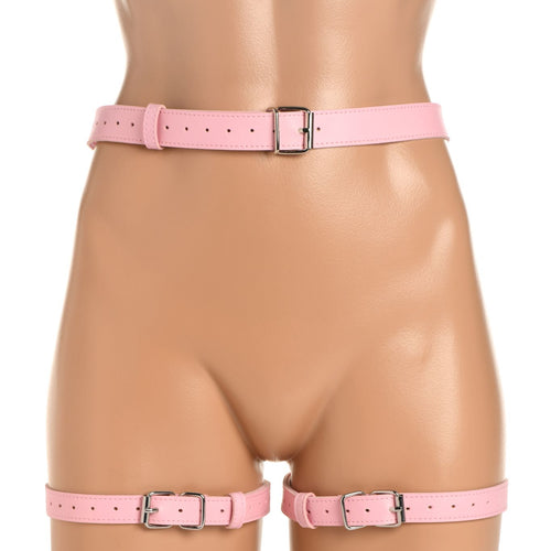 STRICT BONDAGE HARNESS W/ BOWS PINK M/L - XRAH089ML