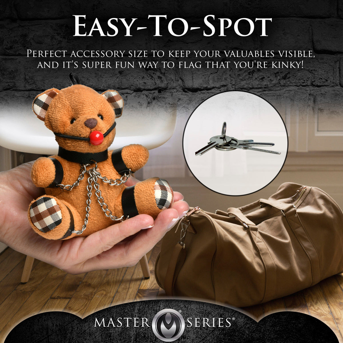MASTER SERIES GAGGED TEDDY BEAR KEYCHAIN - XRAH118