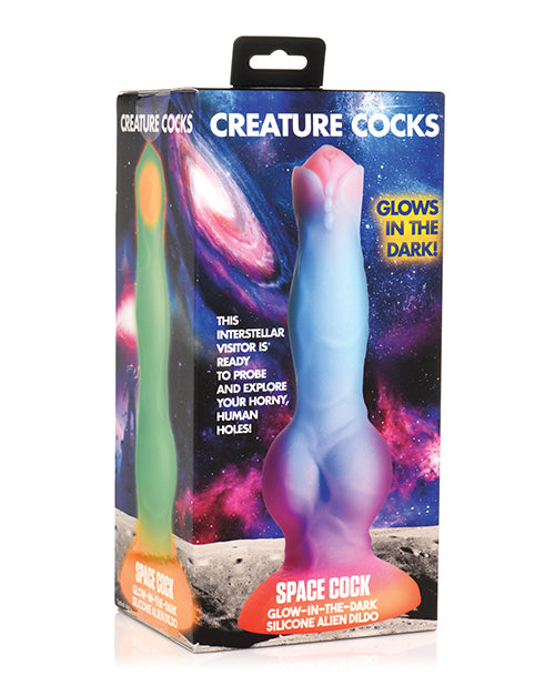 CREATURE COCKS SPACE COCK GLOW IN THE DARK SILICONE DILDO - XRAH148