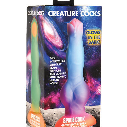 CREATURE COCKS SPACE COCK GLOW IN THE DARK SILICONE DILDO - XRAH148