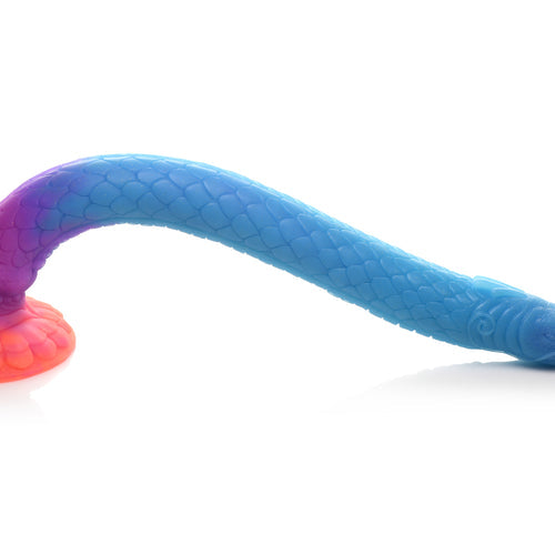 CREATURE COCKS MAKARA GLOW IN THE DARK SILICONE SNAKE DILDO - XRAH149