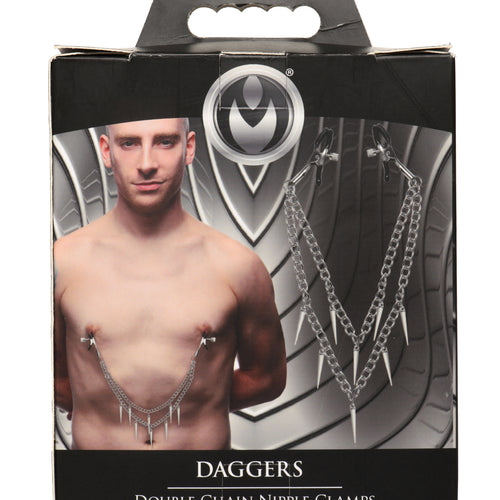 MASTER SERIES DAGGERS DOUBLE CHAIN NIPPLE CLAMPS - XRAH248