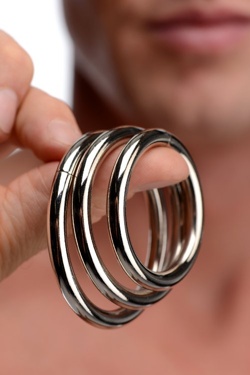 MASTER SERIES TRINE STEEL COCK RING SET - XRSP132