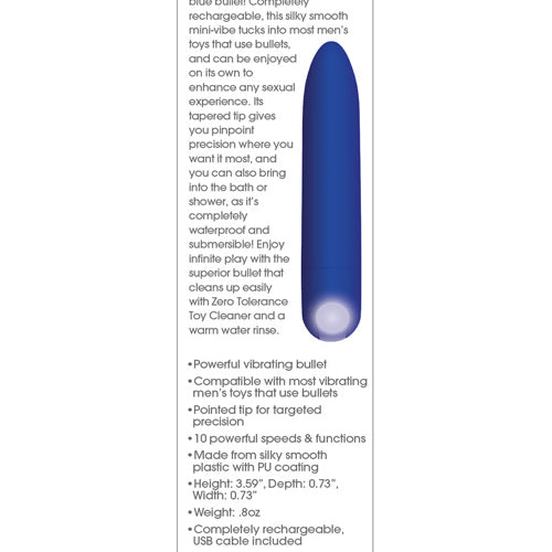 ZERO TOLERANCE BLUE RECHARGEABLE BULLET - ENZERS30222