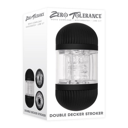 Zero Tolerance Double Decker Dual-Ended Stroker With Movie Download Black/Clear-Pinkfoxxx