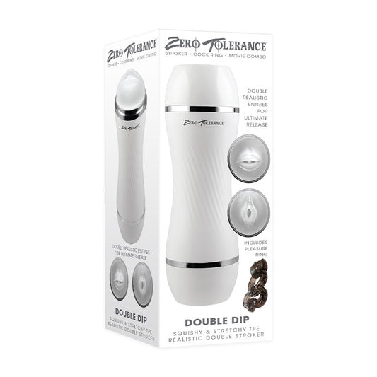 Zero Tolerance Double Dip Dual-Ended Realistic Stroker with Movie Download White-Pinkfoxxx