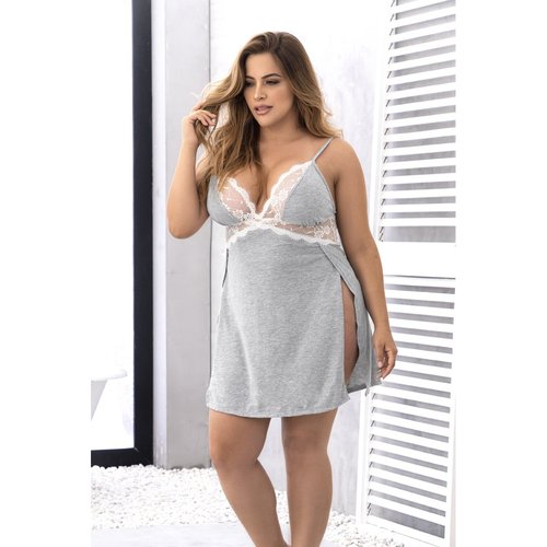 Soft heathered cotton fabric for extra comfort and fine accents of lace give off a flirtat
