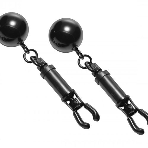 (D) MASTER SERIES BLACK BOMBER NIPPLE CLAMPS W/BALL WEIGHT - XRAD976