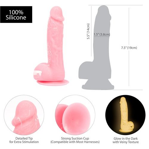 ADDICTION BRANDON 7.5IN PINK GLOW IN THE DARK - BMS87516