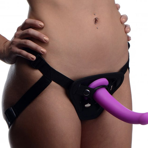 STRAP U NAVIGATOR SILICONE G SPOT DILDO W/ HARNESS - XRAF216