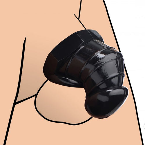 MASTER SERIES DETAINED BLACK RESTRICTIVE CHASTITY CAGE - XRAF255