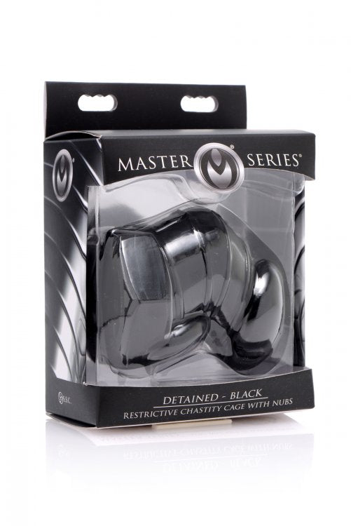 MASTER SERIES DETAINED BLACK RESTRICTIVE CHASTITY CAGE - XRAF255
