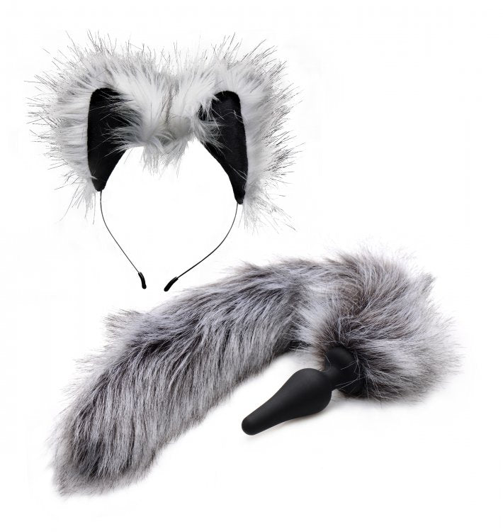 TAILZ GREY WOLF TAIL & EARS SET - XRAF602