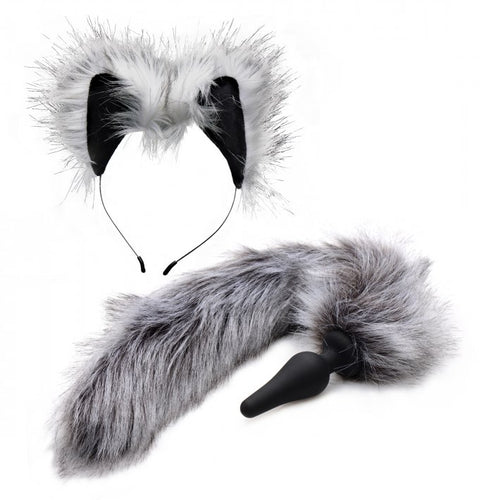 TAILZ GREY WOLF TAIL & EARS SET - XRAF602