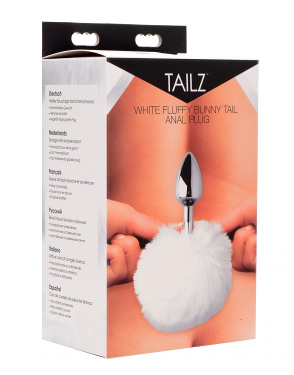 TAILZ WHITE FLUFFY BUNNY TAIL ANAL PLUG - XRAF619