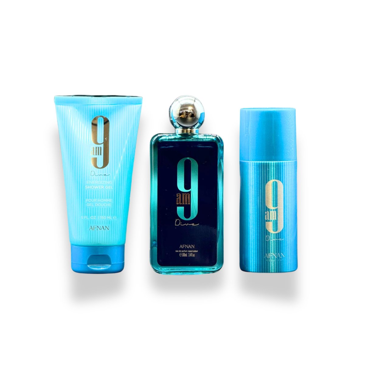 AFNAN 9AM DIVE 4PC SET, UNISEX GIFT SET, EDP