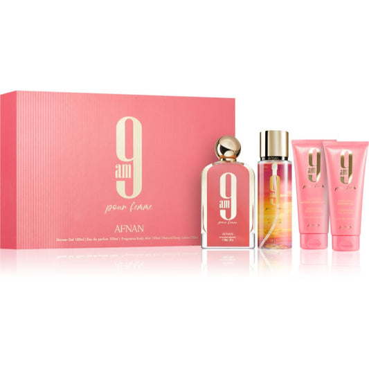 AFNAN 9AM FEMME 4PC SET, WOMEN'S GIFT SET, EDP-Pinkfoxxx