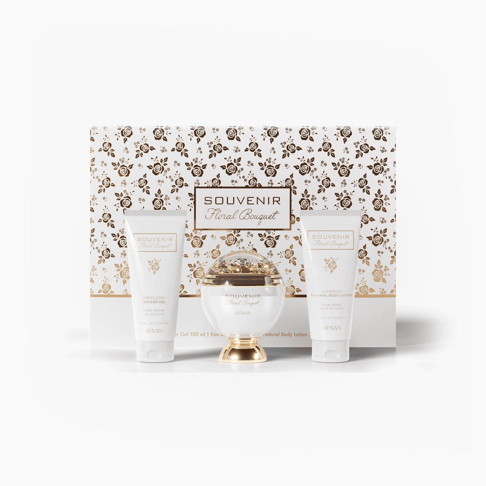 AFNAN SOUVENIR FLORAL BOUQUET 3PC SET, WOMEN'S GIFT SET, EDP-Pinkfoxxx