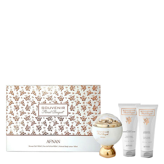 AFNAN SOUVENIR FLORAL BOUQUET 3PC SET, WOMEN'S GIFT SET, EDP-Pinkfoxxx
