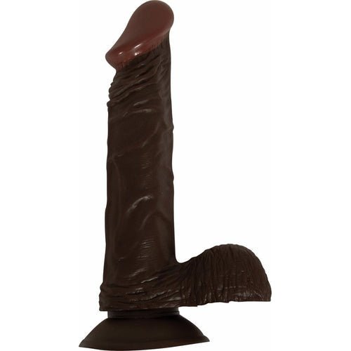 AFRO AMERICAN WHOPPER W/BALLS VIBRATING 8IN BROWN