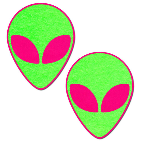 PASTEASE NEON GLOWING GREEN ALIEN ON NEON PINK - PASALNNPK