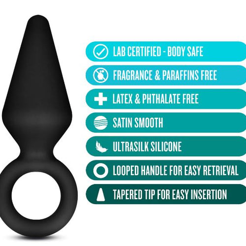 ANAL ADVENTURES PLATINUM SILICONE LOOP PLUG - SMALL BLACK - BN10785