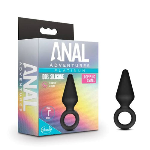 ANAL ADVENTURES PLATINUM SILICONE LOOP PLUG - SMALL BLACK - BN10785