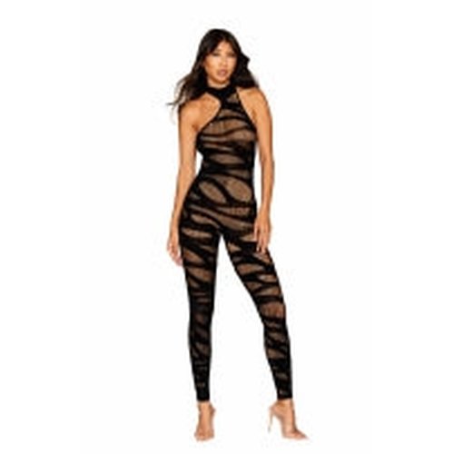 ASYMMETRICAL BODYSTOCKING OPAQUE BLACK O/S - DG0470BLK