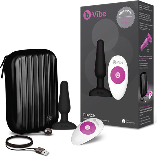 b-Vibe Novice Rechargeable Remote-Controlled Vibrating Silicone Anal Plug Black-Pinkfoxxx