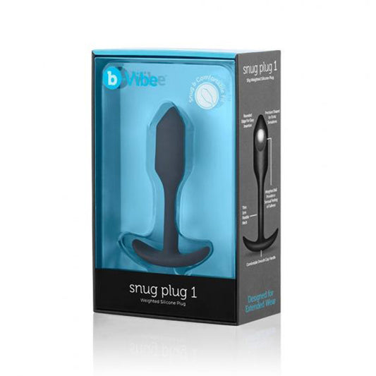 b-Vibe Snug Plug 1 Weighted Silicone Anal Plug Black-Pinkfoxxx