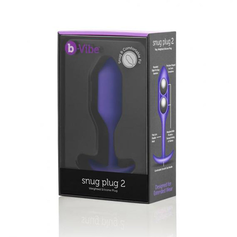 b-Vibe Snug Plug 2 Weighted Silicone Anal Plug Purple-Pinkfoxxx