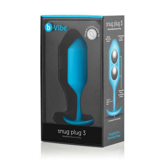 b-Vibe Snug Plug 3 Weighted Silicone Anal Plug Teal-Pinkfoxxx