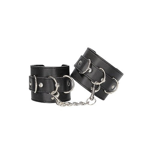 B&W BONDED LEATHER HAND/ ANKLE CUFFS W/ ADJUSTABLE STRAPS - SHTOU660BLK