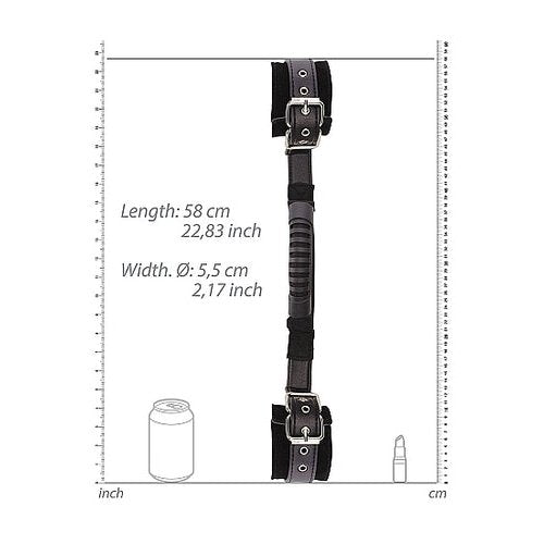 B&W BONDED LEATHER HAND CUFFS W/ HANDLE & ADJUSTABLE STRAPS - SHTOU662BLK