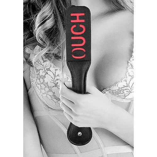B&W BONDED LEATHER PADDLE OUCH" " - SHTOU695BLK
