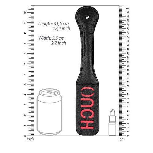 B&W BONDED LEATHER PADDLE OUCH" " - SHTOU695BLK