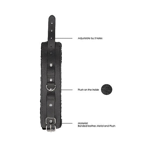 B&W HAND CUFFS W/ STRAPS BONDED LEATHER - SHTOU663BLK