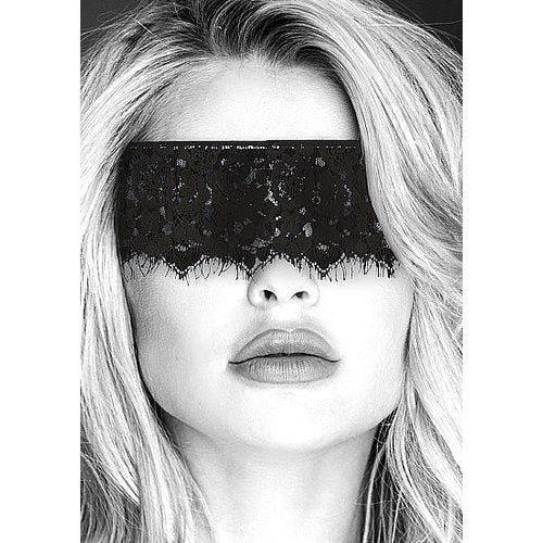 B&W LACE MASK WITH ELASTIC STRAP - SHTOU682BLK