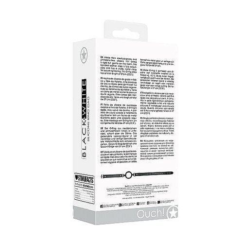 B&W SILICONE RING GAG W/ ADJUSTABLE STRAPS - SHTOU679BLK