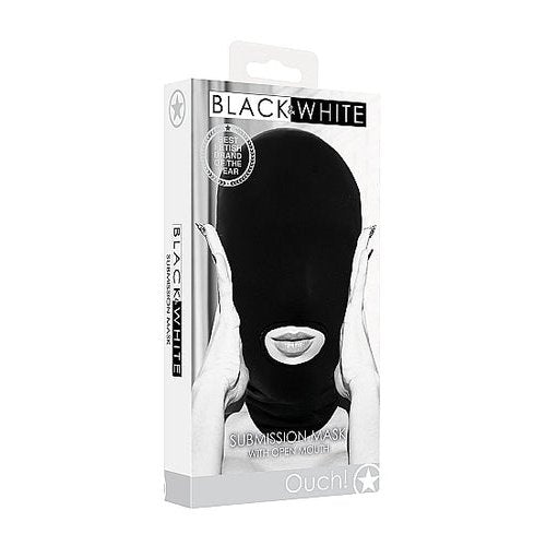 B&W SUBMISSION MASK W/ OPEN MOUTH - SHTOU690BLK