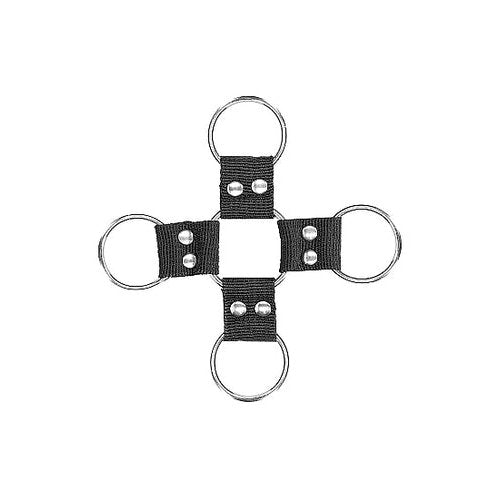 B&W VELCRO HOGTIE WITH HAND & ANKLE CUFFS - SHTOU669BLK