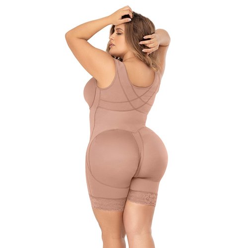 Cross Back Support Mid Length Shapewear with Bra