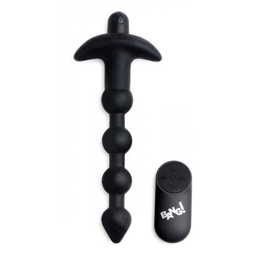 BANG! VIBRATING SILICONE ANAL BEADS & REMOTE BLACK - XRAG614BLK