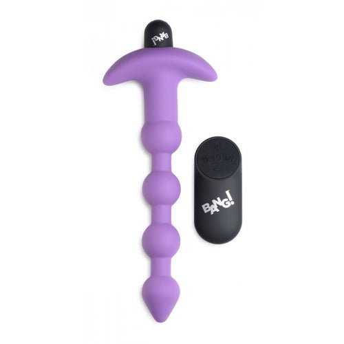 BANG! VIBRATING SILICONE ANAL BEADS & REMOTE PURPLE - XRAG614PUR