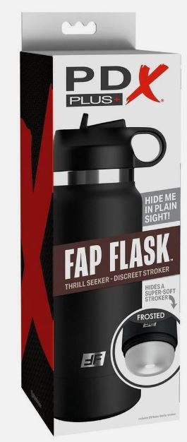 PDX PLUS FAP FLASK THRILL SEEKER DISCREET STROKER BLACK BOTTLE FROSTED - PDRD62920