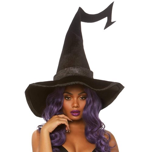 Bewitched Velvet Witch Hat With Sparkling Trim - A2874     00122