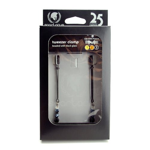 BLACK TWEEZER CLAMP BLACK W/BEADS - SPF115
