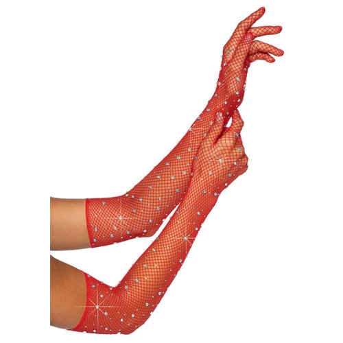 Bling Ring Rhinestone Fishnet Gloves - 2038      00122